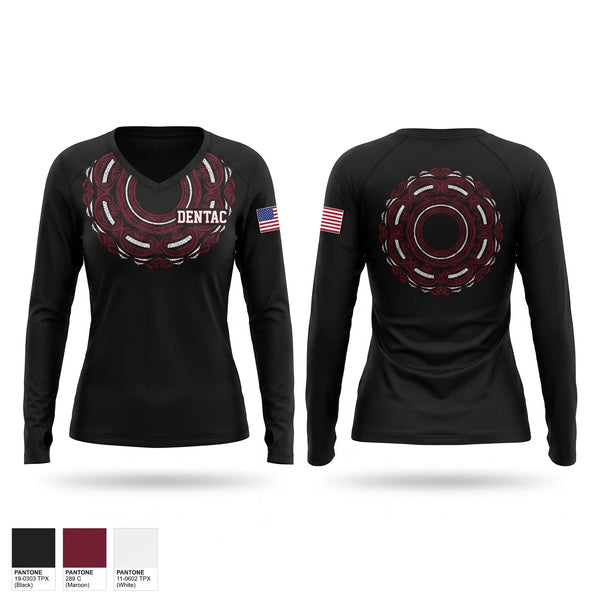 Womens Long Sleeve Vneck Shirt, Dentac, Army, Teamtime, Team time, sublimation, custom sports apparel, team uniforms, spirit wear, spiritwear, sports uniforms, custom shirts, team store, custom team store, fundraiser sports, apparel fundraiser