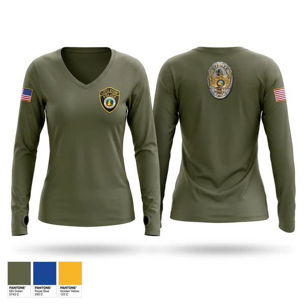 Womens Long Sleeve Vneck Shirt, Littleton NH Police Department, Police, Teamtime, Team time, sublimation, custom sports apparel, team uniforms, spirit wear, spiritwear, sports uniforms, custom shirts, team store, custom team store, fundraiser sports, apparel fundraiser
