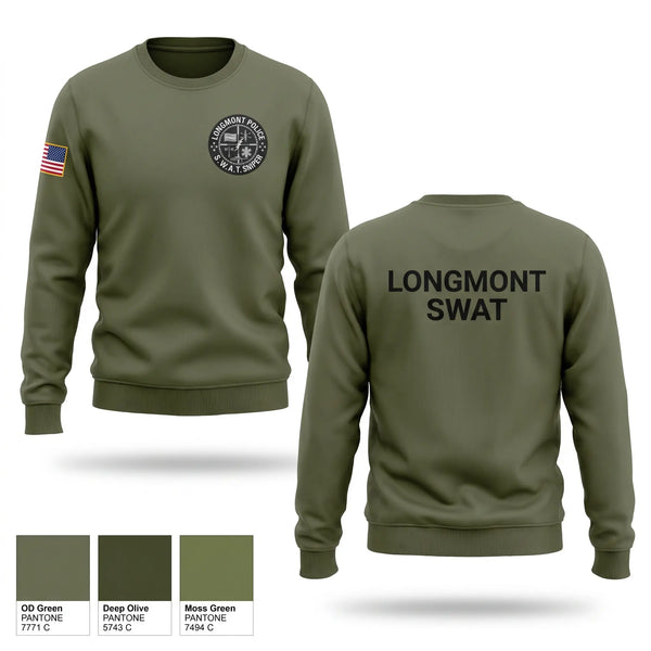 Crew Neck Sweatshirt, Longmont SWAT, Police, Teamtime, Team time, sublimation, custom sports apparel, team uniforms, spirit wear, spiritwear, sports uniforms, custom shirts, team store, custom team store, fundraiser sports, apparel fundraiser
