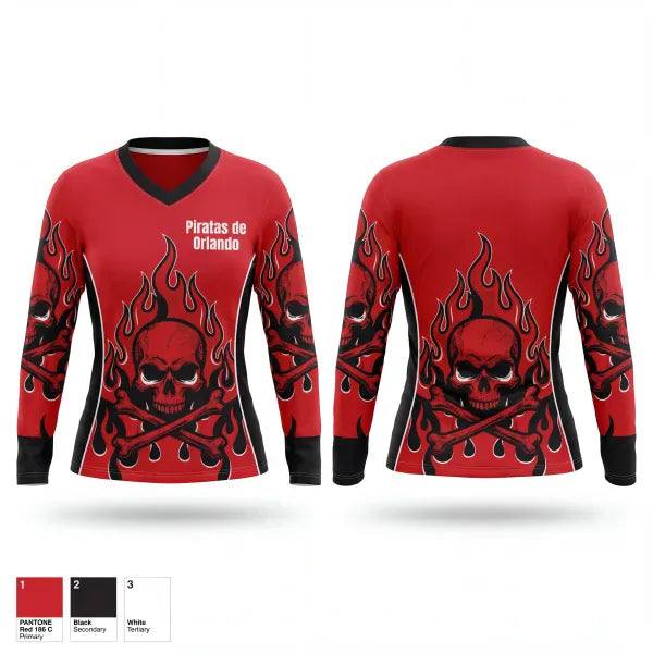 Womens Long Sleeve Vneck Shirt, Piratas de Orlando, Men's Basketball, Teamtime, Team time, sublimation, custom sports apparel, team uniforms, spirit wear, spiritwear, sports uniforms, custom shirts, team store, custom team store, fundraiser sports, apparel fundraiser