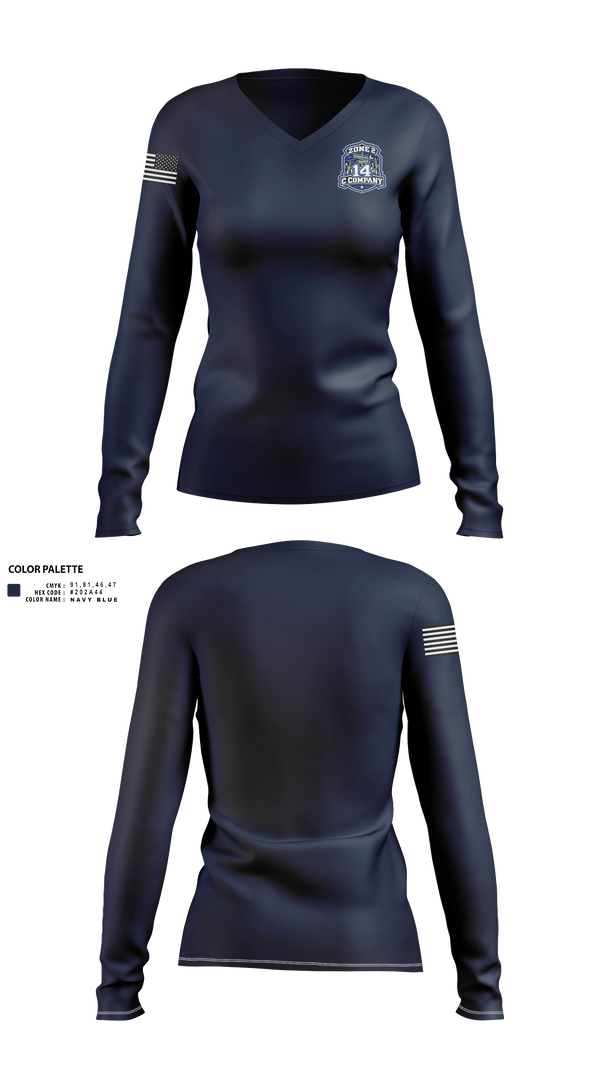 Womens Long Sleeve Vneck Shirt, 14C, Police, Teamtime, Team time, sublimation, custom sports apparel, team uniforms, spirit wear, spiritwear, sports uniforms, custom shirts, team store, custom team store, fundraiser sports, apparel fundraiser