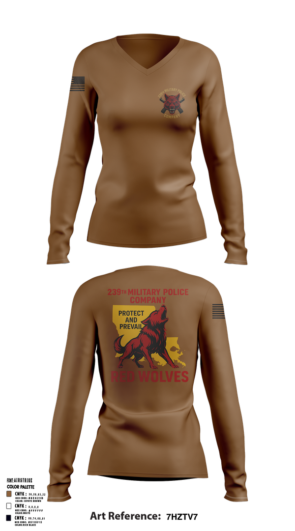 Womens Long Sleeve Vneck Shirt, 239th Military Police Company, National Guard, Teamtime, Team time, sublimation, custom sports apparel, team uniforms, spirit wear, spiritwear, sports uniforms, custom shirts, team store, custom team store, fundraiser sports, apparel fundraiser