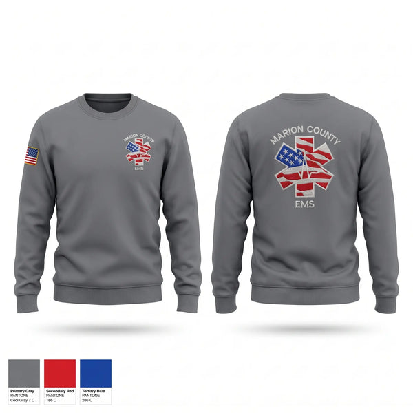 Crew Neck Sweatshirt, Marion County EMS, EMS/EMT, Teamtime, Team time, sublimation, custom sports apparel, team uniforms, spirit wear, spiritwear, sports uniforms, custom shirts, team store, custom team store, fundraiser sports, apparel fundraiser