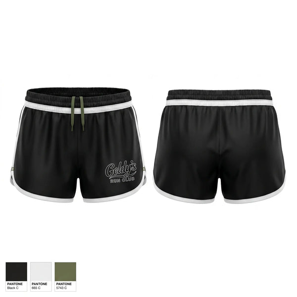 Womens Shorts, Geldy’s Run Club, Cross Country, Teamtime, Team time, sublimation, custom sports apparel, team uniforms, spirit wear, spiritwear, sports uniforms, custom shirts, team store, custom team store, fundraiser sports, apparel fundraiser