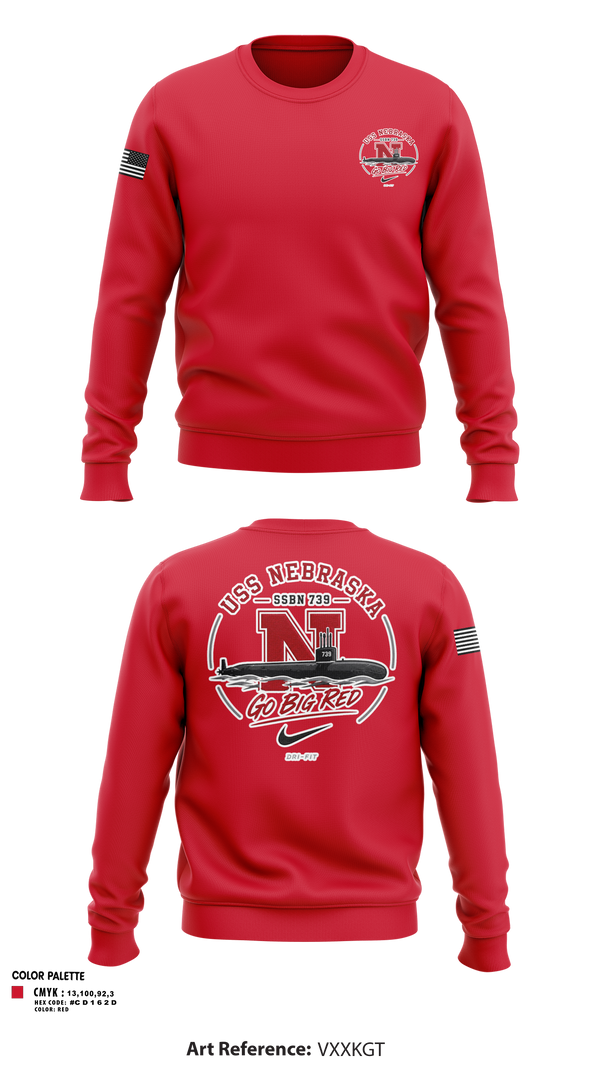 Crew Neck Sweatshirt, USS Nebraska, Navy, Teamtime, Team time, sublimation, custom sports apparel, team uniforms, spirit wear, spiritwear, sports uniforms, custom shirts, team store, custom team store, fundraiser sports, apparel fundraiser