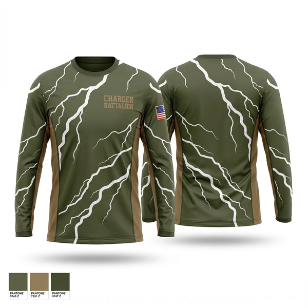 Long Sleeve Performance Shirt, Charger Battalion, Army, Teamtime, Team time, sublimation, custom sports apparel, team uniforms, spirit wear, spiritwear, sports uniforms, custom shirts, team store, custom team store, fundraiser sports, apparel fundraiser