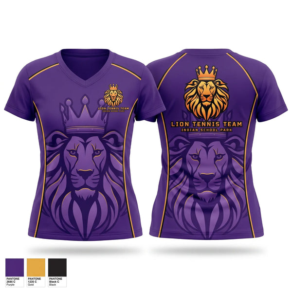 Womens Short Sleeve Vneck Shirt, Lion Tennis Team, Tennis, Teamtime, Team time, sublimation, custom sports apparel, team uniforms, spirit wear, spiritwear, sports uniforms, custom shirts, team store, custom team store, fundraiser sports, apparel fundraiser