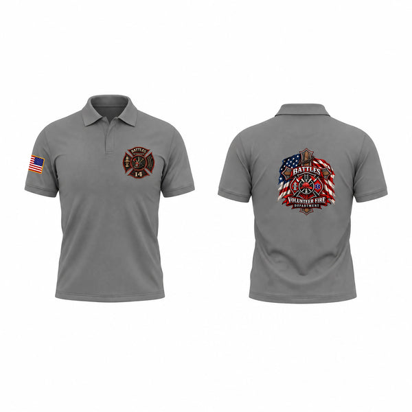 Short Sleeve Performance Polo, Battles Fire Department, Fire Department, Teamtime, Team time, sublimation, custom sports apparel, team uniforms, spirit wear, spiritwear, sports uniforms, custom shirts, team store, custom team store, fundraiser sports, apparel fundraiser