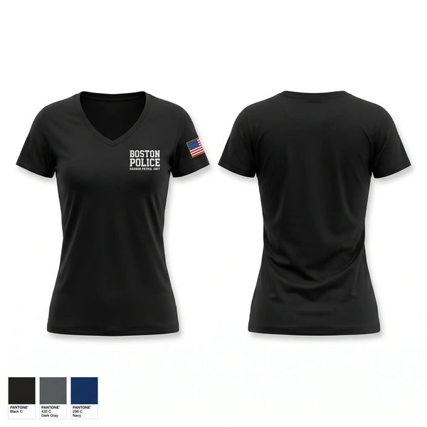 Womens Short Sleeve Vneck Shirt, Boston Police Harbor Patrol Unit, Police, Teamtime, Team time, sublimation, custom sports apparel, team uniforms, spirit wear, spiritwear, sports uniforms, custom shirts, team store, custom team store, fundraiser sports, apparel fundraiser