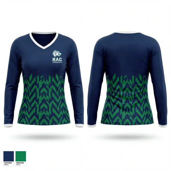 Womens Long Sleeve Vneck Shirt, HAC WOLVES, Baseball, Teamtime, Team time, sublimation, custom sports apparel, team uniforms, spirit wear, spiritwear, sports uniforms, custom shirts, team store, custom team store, fundraiser sports, apparel fundraiser