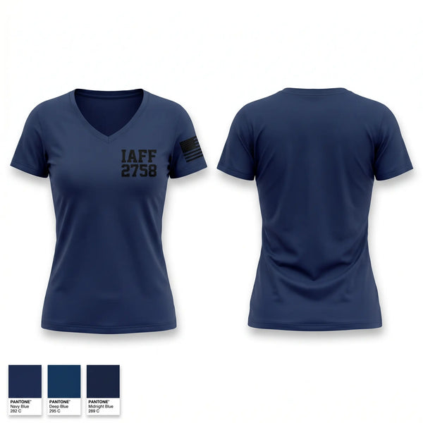Womens Short Sleeve Vneck Shirt, IAFF 2758, Fire Department, Teamtime, Team time, sublimation, custom sports apparel, team uniforms, spirit wear, spiritwear, sports uniforms, custom shirts, team store, custom team store, fundraiser sports, apparel fundraiser
