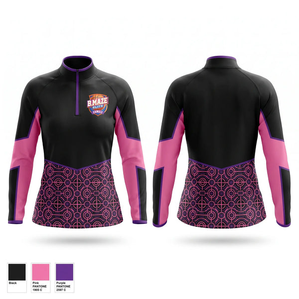 Quarter Zip Jacket, B Maze Family Elite, Women's Basketball, Teamtime, Team time, sublimation, custom sports apparel, team uniforms, spirit wear, spiritwear, sports uniforms, custom shirts, team store, custom team store, fundraiser sports, apparel fundraiser