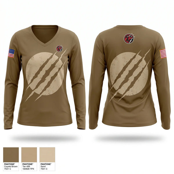 Womens Long Sleeve Vneck Shirt, 222nd MP Detachment, Army, Teamtime, Team time, sublimation, custom sports apparel, team uniforms, spirit wear, spiritwear, sports uniforms, custom shirts, team store, custom team store, fundraiser sports, apparel fundraiser