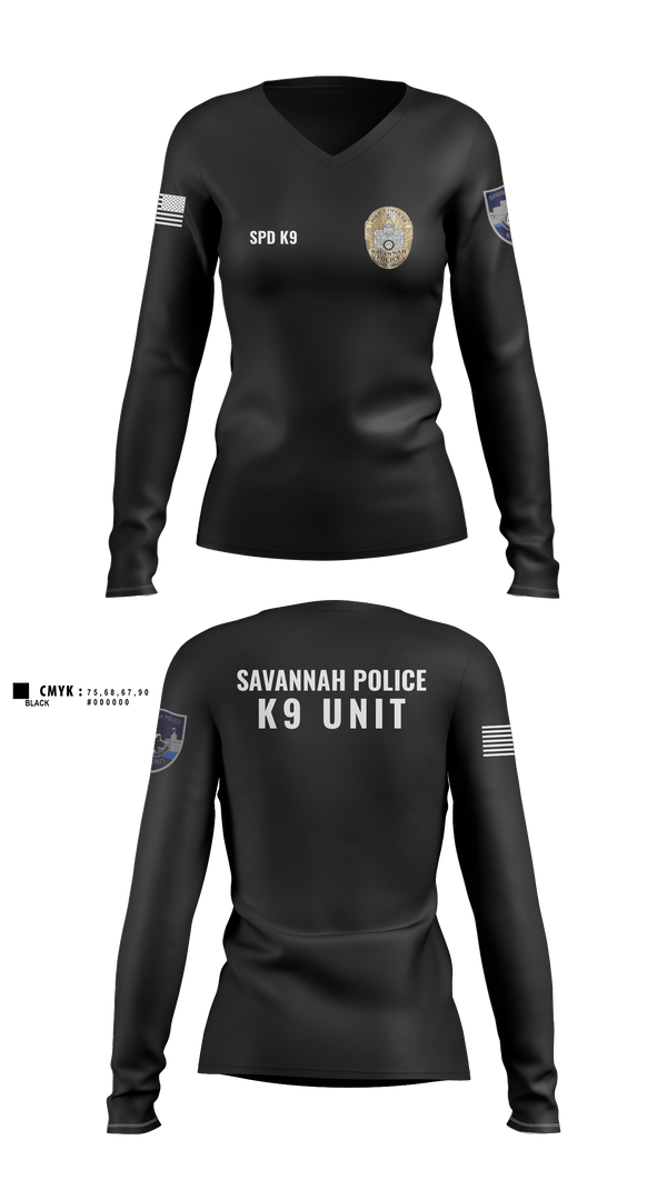 Womens Long Sleeve Vneck Shirt, SPD K9, Police, Teamtime, Team time, sublimation, custom sports apparel, team uniforms, spirit wear, spiritwear, sports uniforms, custom shirts, team store, custom team store, fundraiser sports, apparel fundraiser