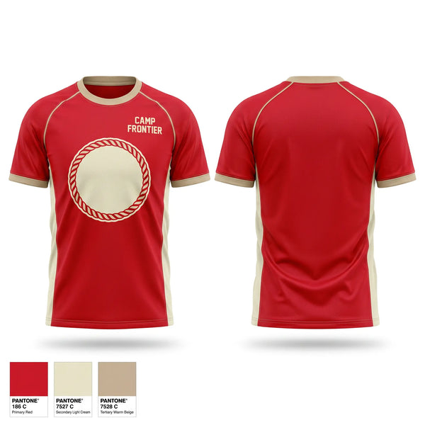 Soft Poly Tee Cotton Like Feel, Camp Frontier, Swimming, Teamtime, Team time, sublimation, custom sports apparel, team uniforms, spirit wear, spiritwear, sports uniforms, custom shirts, team store, custom team store, fundraiser sports, apparel fundraiser