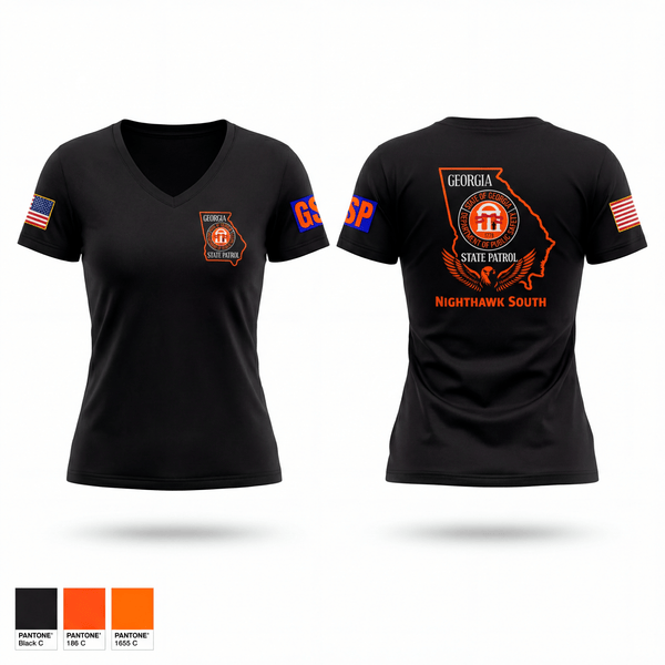 Womens Short Sleeve Vneck Shirt, Georgia State Patrol, Police, Teamtime, Team time, sublimation, custom sports apparel, team uniforms, spirit wear, spiritwear, sports uniforms, custom shirts, team store, custom team store, fundraiser sports, apparel fundraiser