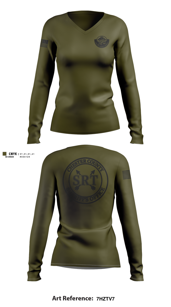 Womens Long Sleeve Vneck Shirt, Chester County Sheriff’s Office SRT - SC, Police, Teamtime, Team time, sublimation, custom sports apparel, team uniforms, spirit wear, spiritwear, sports uniforms, custom shirts, team store, custom team store, fundraiser sports, apparel fundraiser