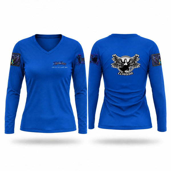 Womens Long Sleeve Vneck Shirt, Lilith's Lounge, Navy, Teamtime, Team time, sublimation, custom sports apparel, team uniforms, spirit wear, spiritwear, sports uniforms, custom shirts, team store, custom team store, fundraiser sports, apparel fundraiser