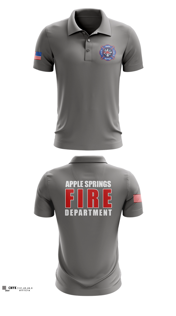 Short Sleeve Performance Polo, Apple Springs, Fire Department, Teamtime, Team time, sublimation, custom sports apparel, team uniforms, spirit wear, spiritwear, sports uniforms, custom shirts, team store, custom team store, fundraiser sports, apparel fundraiser