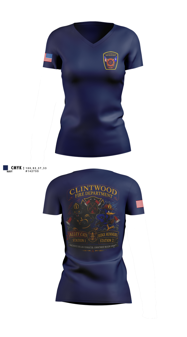 Womens Short Sleeve Vneck Shirt, Clintwood Fire Department, Fire Department, Teamtime, Team time, sublimation, custom sports apparel, team uniforms, spirit wear, spiritwear, sports uniforms, custom shirts, team store, custom team store, fundraiser sports, apparel fundraiser