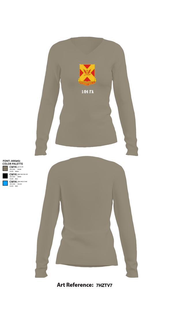 Womens Long Sleeve Vneck Shirt, 1/84 FA, , Teamtime, Team time, sublimation, custom sports apparel, team uniforms, spirit wear, spiritwear, sports uniforms, custom shirts, team store, custom team store, fundraiser sports, apparel fundraiser