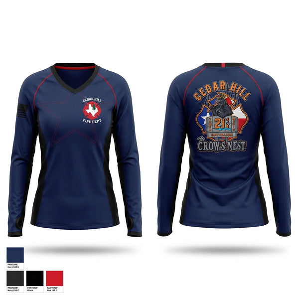 Womens Long Sleeve Vneck Shirt, Cedar Hill, Baseball, Teamtime, Team time, sublimation, custom sports apparel, team uniforms, spirit wear, spiritwear, sports uniforms, custom shirts, team store, custom team store, fundraiser sports, apparel fundraiser