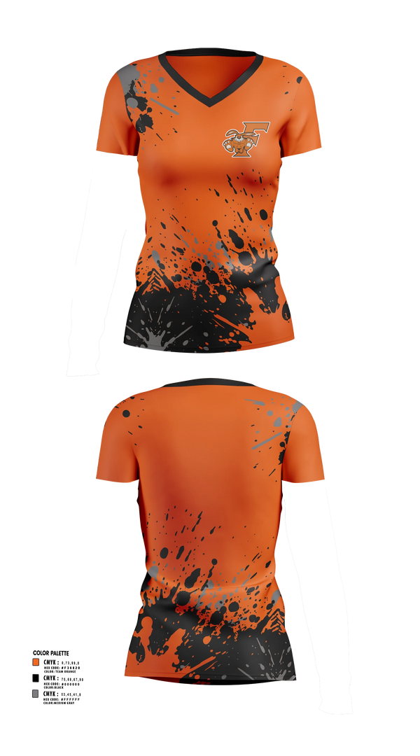 Womens Short Sleeve Vneck Shirt, Fisher Bunnies, Cross Country, Teamtime, Team time, sublimation, custom sports apparel, team uniforms, spirit wear, spiritwear, sports uniforms, custom shirts, team store, custom team store, fundraiser sports, apparel fundraiser