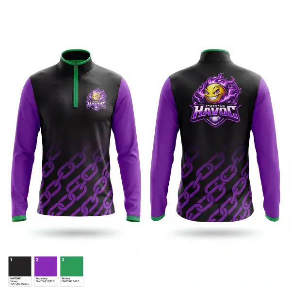 Quarter Zip Jacket, Purple Havoc, Softball, Teamtime, Team time, sublimation, custom sports apparel, team uniforms, spirit wear, spiritwear, sports uniforms, custom shirts, team store, custom team store, fundraiser sports, apparel fundraiser