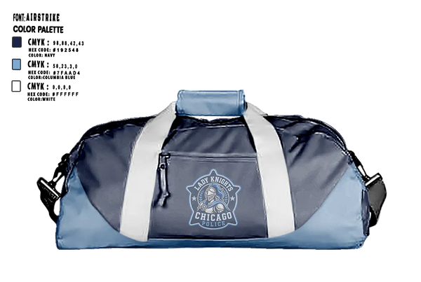 Duffle Bag, Chicago Police Lady Knights, Softball, Teamtime, Team time, sublimation, custom sports apparel, team uniforms, spirit wear, spiritwear, sports uniforms, custom shirts, team store, custom team store, fundraiser sports, apparel fundraiser