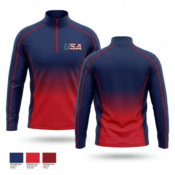 Quarter Zip Jacket, USA, Baseball, Teamtime, Team time, sublimation, custom sports apparel, team uniforms, spirit wear, spiritwear, sports uniforms, custom shirts, team store, custom team store, fundraiser sports, apparel fundraiser