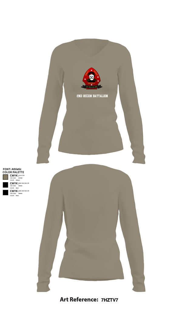 Womens Long Sleeve Vneck Shirt, 2nd Recon Battalion, , Teamtime, Team time, sublimation, custom sports apparel, team uniforms, spirit wear, spiritwear, sports uniforms, custom shirts, team store, custom team store, fundraiser sports, apparel fundraiser