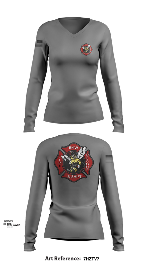 Womens Long Sleeve Vneck Shirt, B-Shift, Fire Department, Teamtime, Team time, sublimation, custom sports apparel, team uniforms, spirit wear, spiritwear, sports uniforms, custom shirts, team store, custom team store, fundraiser sports, apparel fundraiser