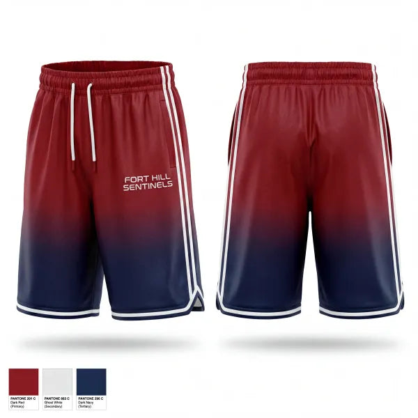 Mens Reversible Basketball Shorts, Fort Hill Sentinels, Men's Basketball, Teamtime, Team time, sublimation, custom sports apparel, team uniforms, spirit wear, spiritwear, sports uniforms, custom shirts, team store, custom team store, fundraiser sports, apparel fundraiser