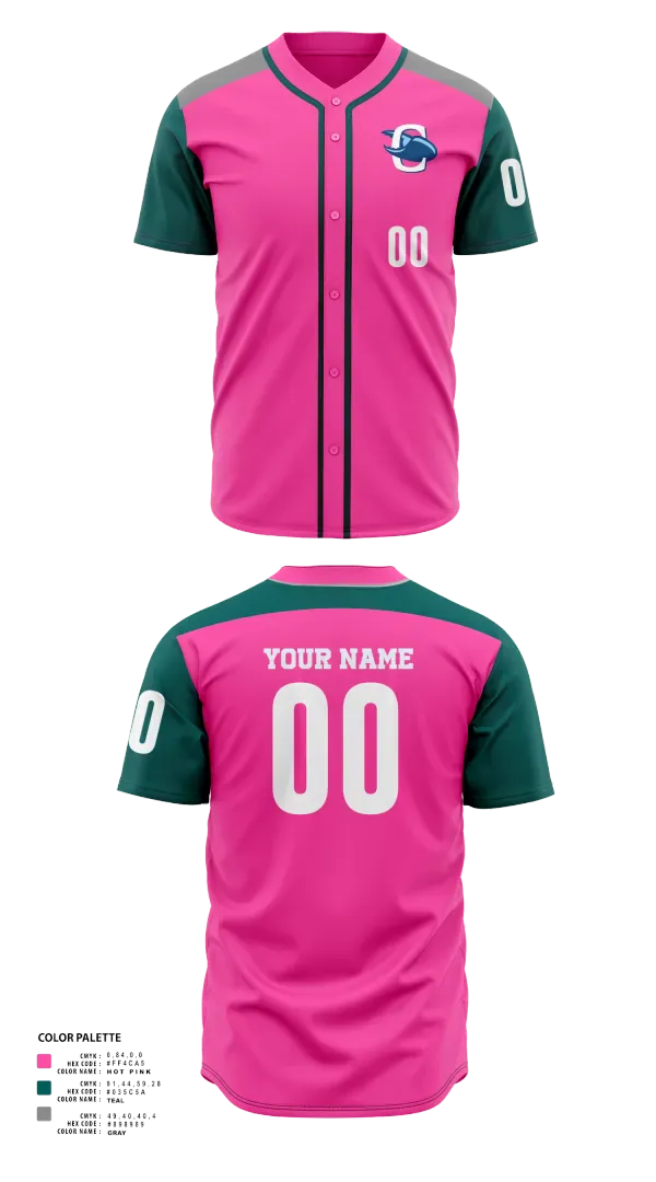 Full Button Baseball Jersey, Charlotte Stonecrabs, Baseball, Teamtime, Team time, sublimation, custom sports apparel, team uniforms, spirit wear, spiritwear, sports uniforms, custom shirts, team store, custom team store, fundraiser sports, apparel fundraiser