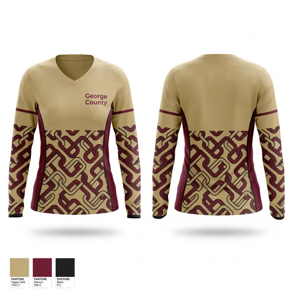 Womens Long Sleeve Vneck Shirt, George County, Wrestling, Teamtime, Team time, sublimation, custom sports apparel, team uniforms, spirit wear, spiritwear, sports uniforms, custom shirts, team store, custom team store, fundraiser sports, apparel fundraiser