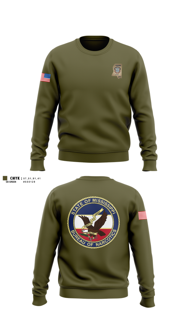 Crew Neck Sweatshirt, Mississippi Bureau of Narcotics, Police, Teamtime, Team time, sublimation, custom sports apparel, team uniforms, spirit wear, spiritwear, sports uniforms, custom shirts, team store, custom team store, fundraiser sports, apparel fundraiser