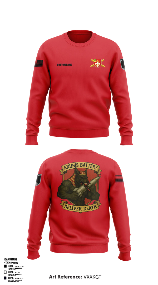 Crew Neck Sweatshirt, Anubis Battery, 3-12 FA, Army, Teamtime, Team time, sublimation, custom sports apparel, team uniforms, spirit wear, spiritwear, sports uniforms, custom shirts, team store, custom team store, fundraiser sports, apparel fundraiser