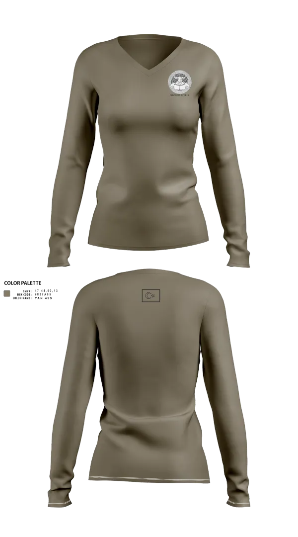 Womens Long Sleeve Vneck Shirt, 173RD SECFOR OAS IX, Army, Teamtime, Team time, sublimation, custom sports apparel, team uniforms, spirit wear, spiritwear, sports uniforms, custom shirts, team store, custom team store, fundraiser sports, apparel fundraiser