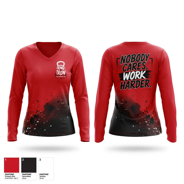 Womens Long Sleeve Vneck Shirt, King & Iron, , Teamtime, Team time, sublimation, custom sports apparel, team uniforms, spirit wear, spiritwear, sports uniforms, custom shirts, team store, custom team store, fundraiser sports, apparel fundraiser