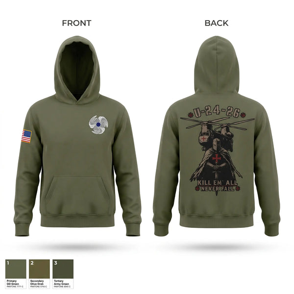 Hoodie, U-24, Army, Teamtime, Team time, sublimation, custom sports apparel, team uniforms, spirit wear, spiritwear, sports uniforms, custom shirts, team store, custom team store, fundraiser sports, apparel fundraiser