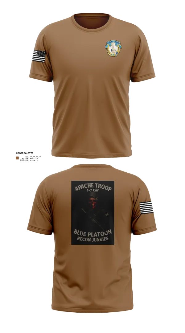 Short Sleeve Performance Shirt, 1-7 Cavlary Division Apache Troop Blue Platoon Recon Junkies, Army, Teamtime, Team time, sublimation, custom sports apparel, team uniforms, spirit wear, spiritwear, sports uniforms, custom shirts, team store, custom team store, fundraiser sports, apparel fundraiser