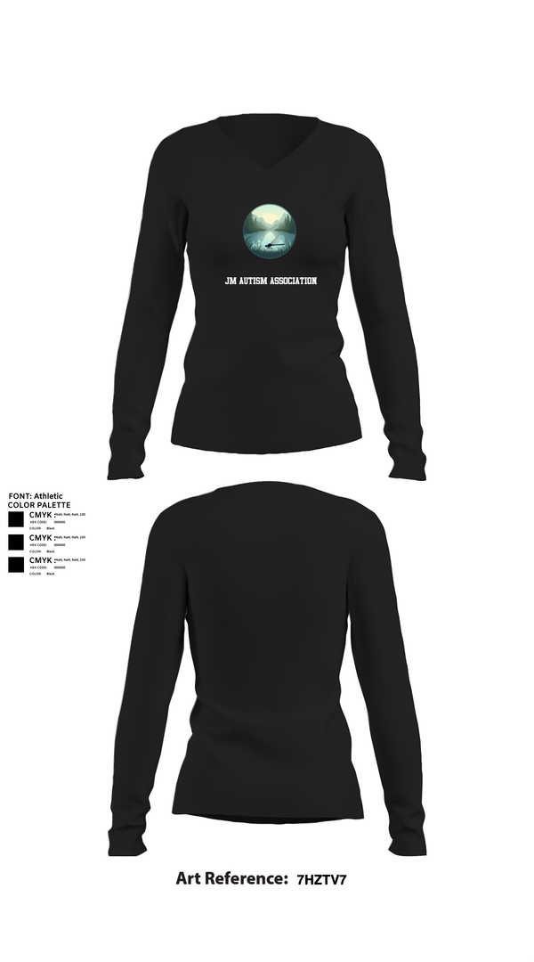 Womens Long Sleeve Vneck Shirt, JM Autism association, , Teamtime, Team time, sublimation, custom sports apparel, team uniforms, spirit wear, spiritwear, sports uniforms, custom shirts, team store, custom team store, fundraiser sports, apparel fundraiser