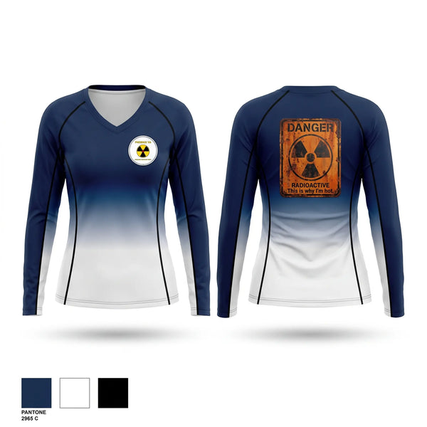 Womens Long Sleeve Vneck Shirt, PHX NUC MED, Air Force, Teamtime, Team time, sublimation, custom sports apparel, team uniforms, spirit wear, spiritwear, sports uniforms, custom shirts, team store, custom team store, fundraiser sports, apparel fundraiser
