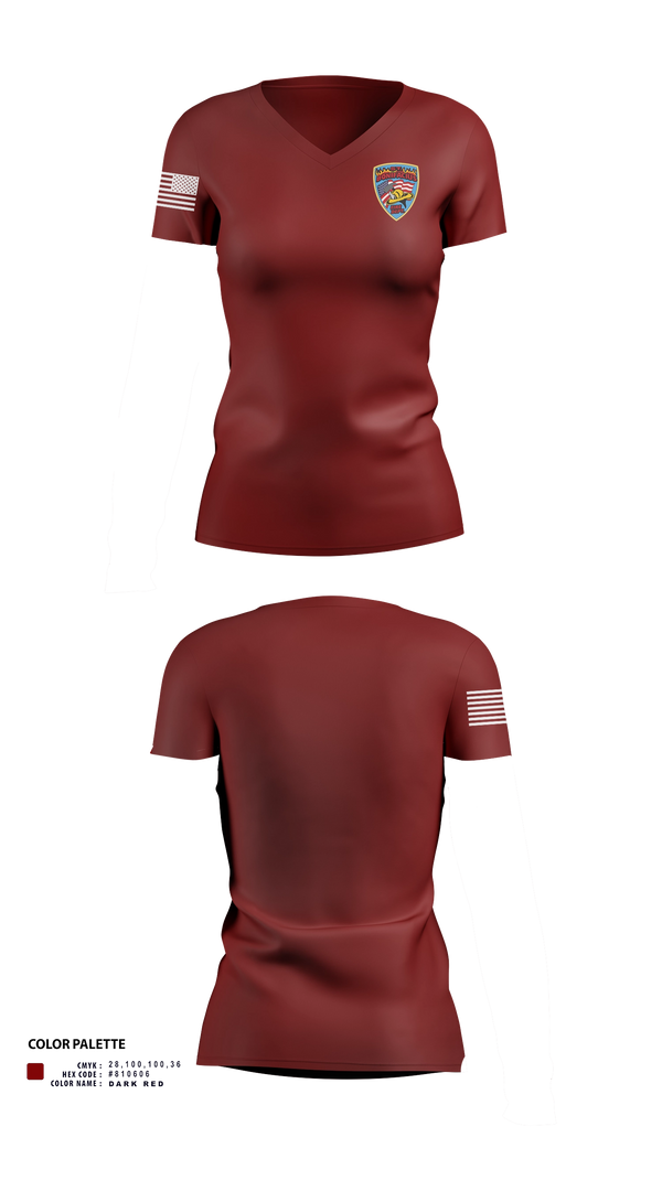 Womens Short Sleeve Vneck Shirt, St. Boni, Fire Department, Teamtime, Team time, sublimation, custom sports apparel, team uniforms, spirit wear, spiritwear, sports uniforms, custom shirts, team store, custom team store, fundraiser sports, apparel fundraiser