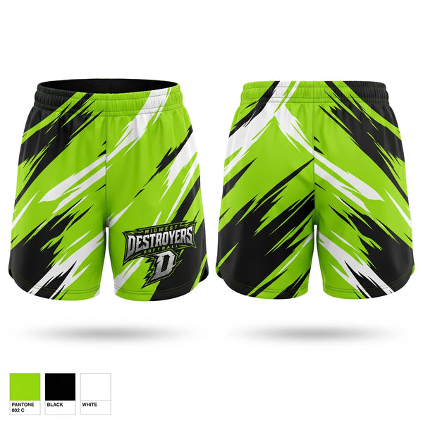 Womens Shorts, Midwest Destroyers, Softball, Teamtime, Team time, sublimation, custom sports apparel, team uniforms, spirit wear, spiritwear, sports uniforms, custom shirts, team store, custom team store, fundraiser sports, apparel fundraiser