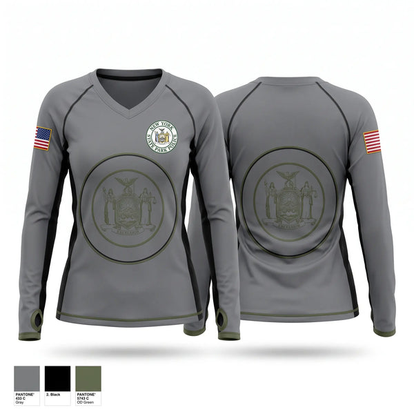 Womens Long Sleeve Vneck Shirt, New York State Park Police, Police, Teamtime, Team time, sublimation, custom sports apparel, team uniforms, spirit wear, spiritwear, sports uniforms, custom shirts, team store, custom team store, fundraiser sports, apparel fundraiser