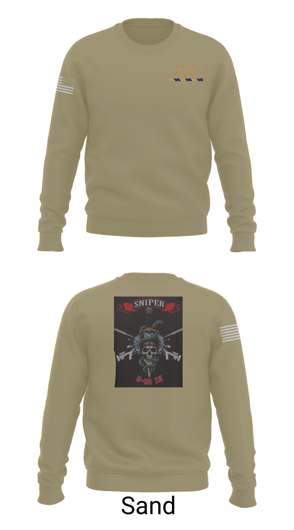Crew Neck Sweatshirt, 5-20 Infantry, Sniper section, Army, Teamtime, Team time, sublimation, custom sports apparel, team uniforms, spirit wear, spiritwear, sports uniforms, custom shirts, team store, custom team store, fundraiser sports, apparel fundraiser