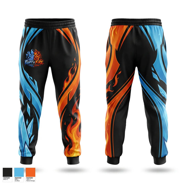 Sweatpants, Fluff and fire, E-Sports, Teamtime, Team time, sublimation, custom sports apparel, team uniforms, spirit wear, spiritwear, sports uniforms, custom shirts, team store, custom team store, fundraiser sports, apparel fundraiser