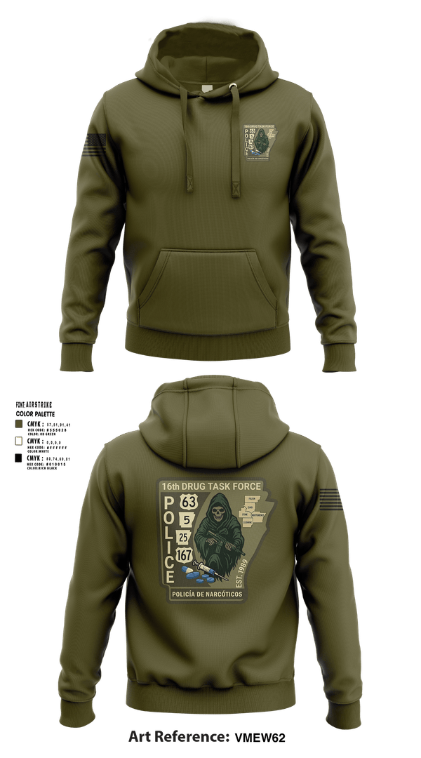 Hoodie, 16th Drug Task Force, Police, Teamtime, Team time, sublimation, custom sports apparel, team uniforms, spirit wear, spiritwear, sports uniforms, custom shirts, team store, custom team store, fundraiser sports, apparel fundraiser