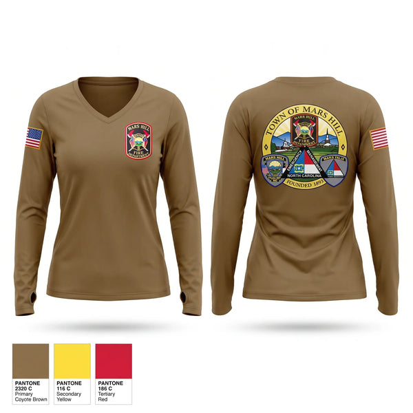 Womens Long Sleeve Vneck Shirt, Mars Hill, Fire Department, Teamtime, Team time, sublimation, custom sports apparel, team uniforms, spirit wear, spiritwear, sports uniforms, custom shirts, team store, custom team store, fundraiser sports, apparel fundraiser